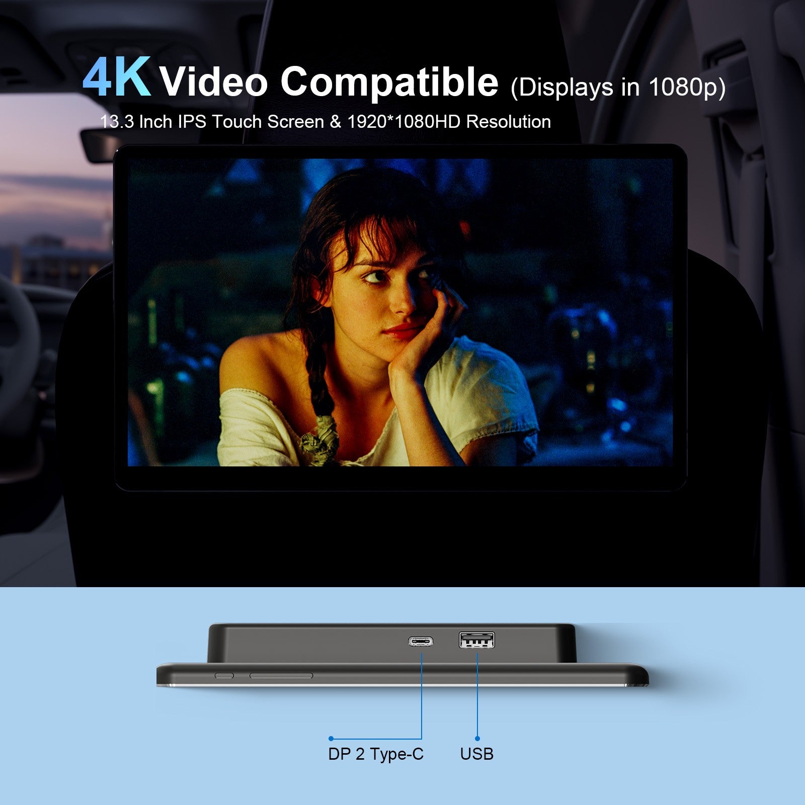 13.3'' Android 13 Full Touchscreen Car Headrest Monitor
