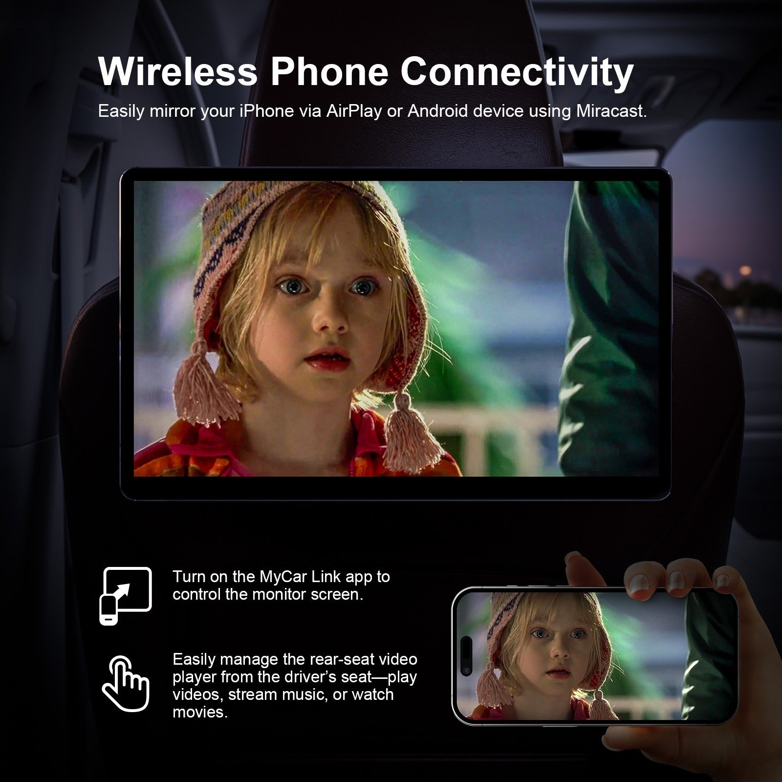 13.3'' Android 13 Full Touchscreen Car Headrest Monitor