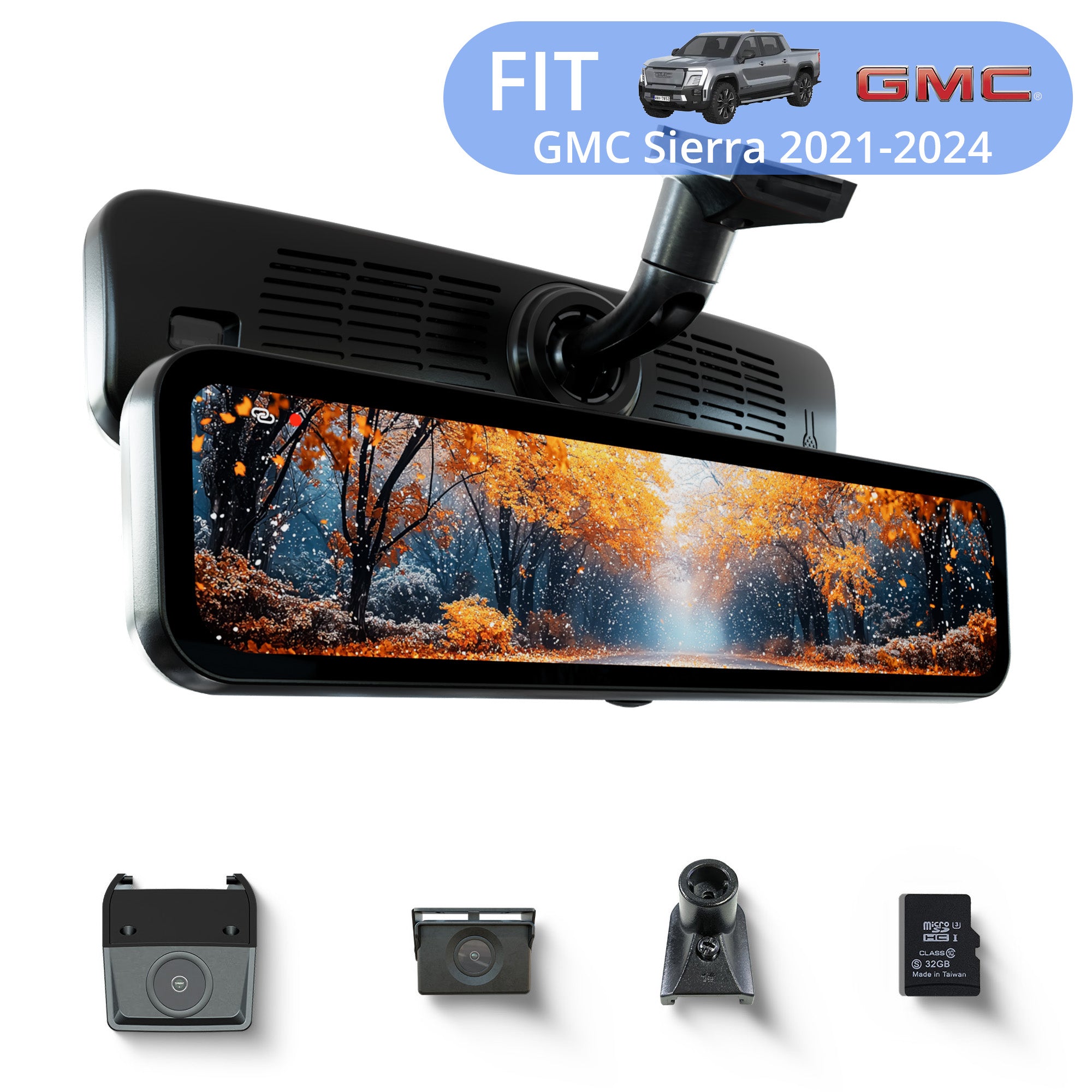 Sinjet H10 9.2'' 60FPS Rear View auto Mirror Fit GMC Sierra
