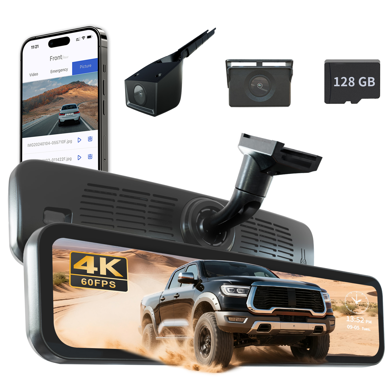 Sinjet H10 Pro Streaming Rearview Mirror – 4K + 60FPS