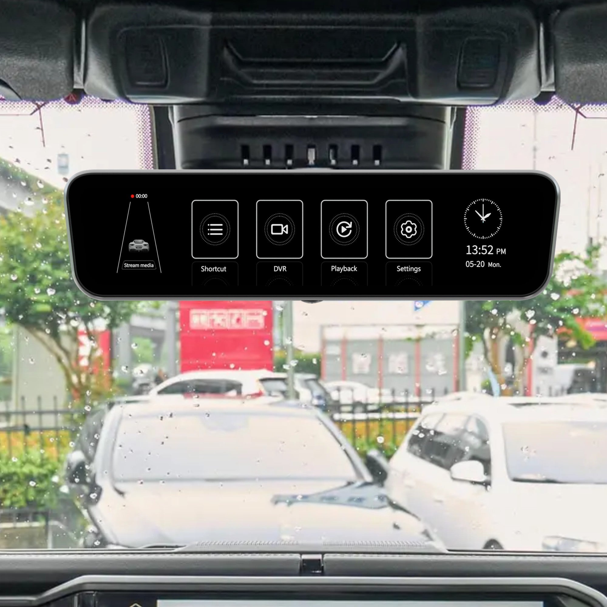 Sinjet H10 9.2'' 60FPS Rear View auto Mirror Fit Jeep Wrangler