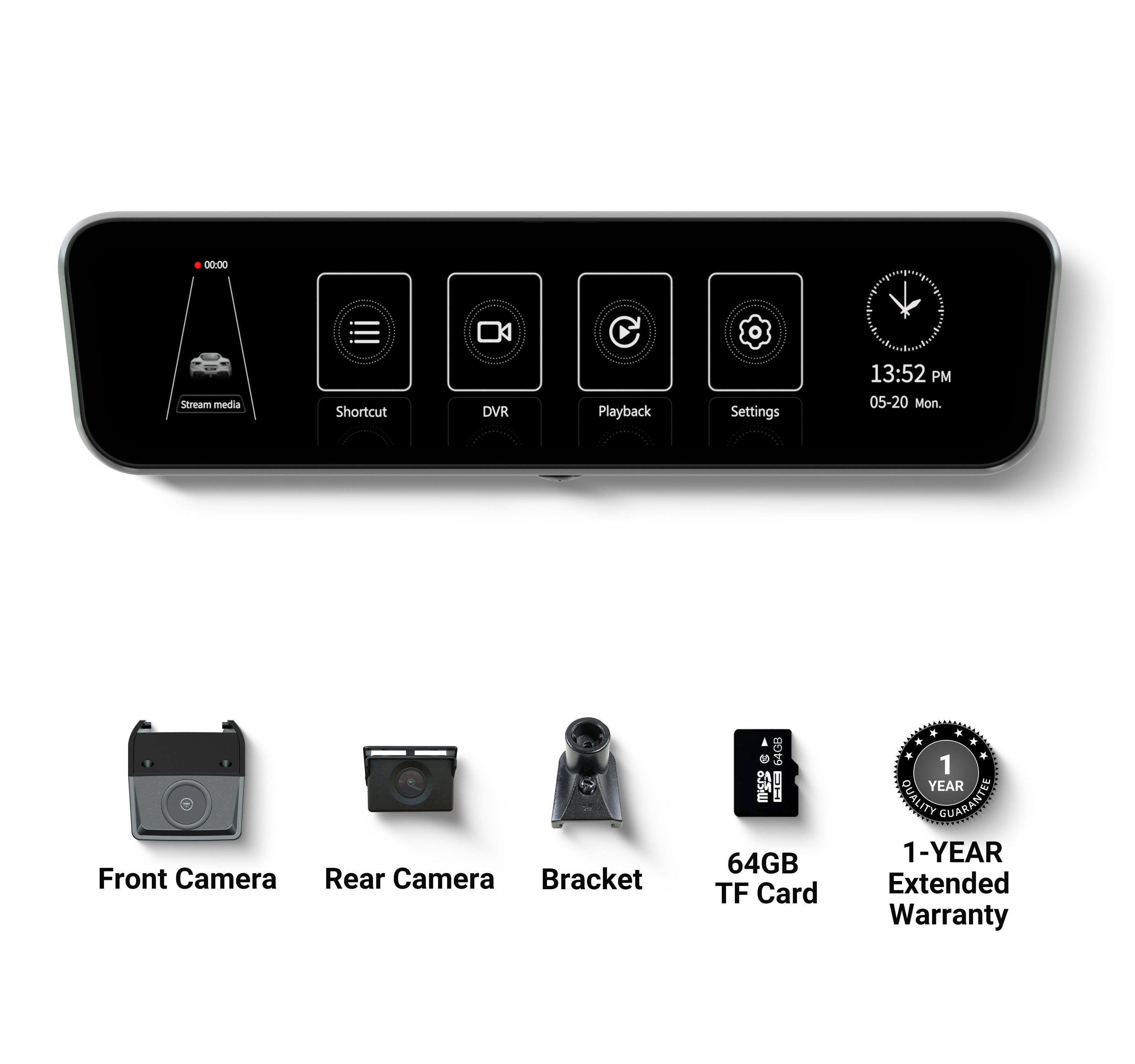 Sinjet H10 9.2'' 60FPS Rear View auto Mirror Fit Jeep Wrangler