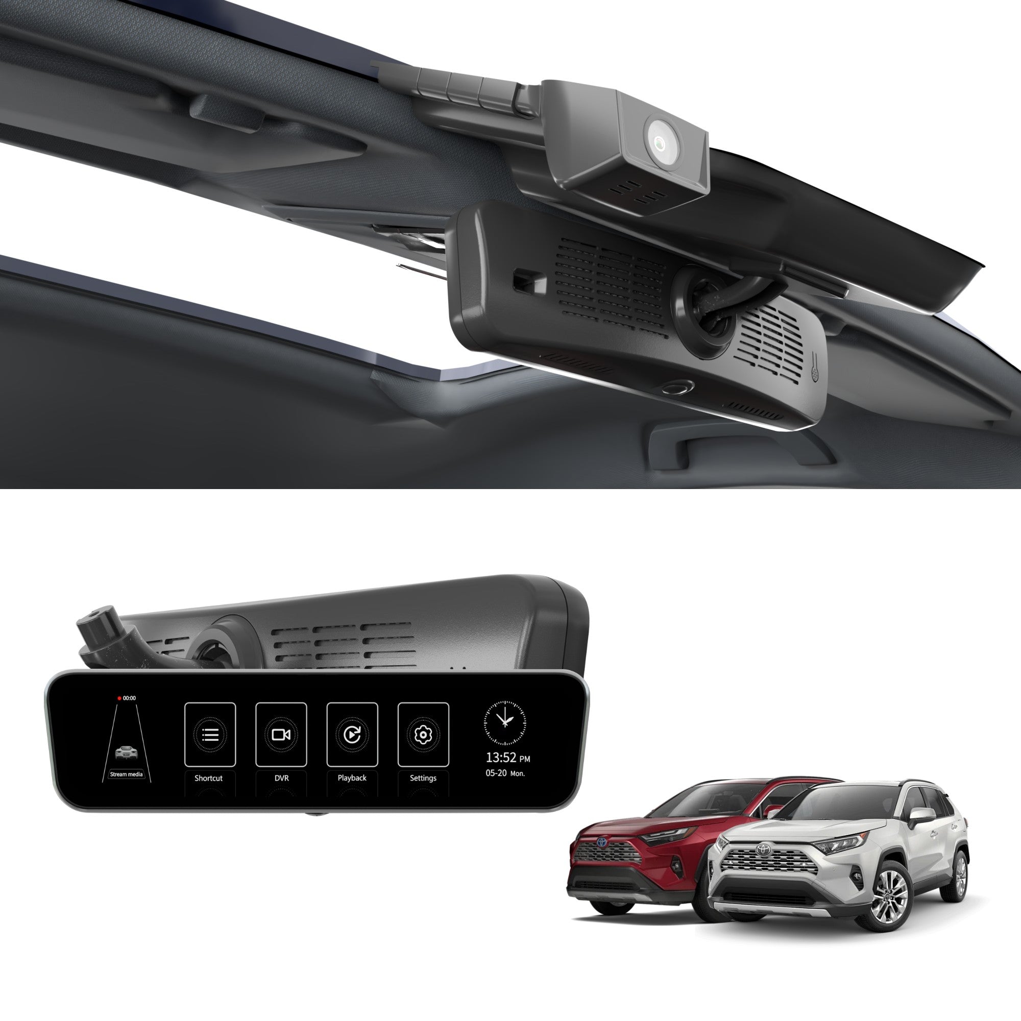 Sinjet H10 9.2'' 60FPS Rear View auto Mirror Fit RAV4