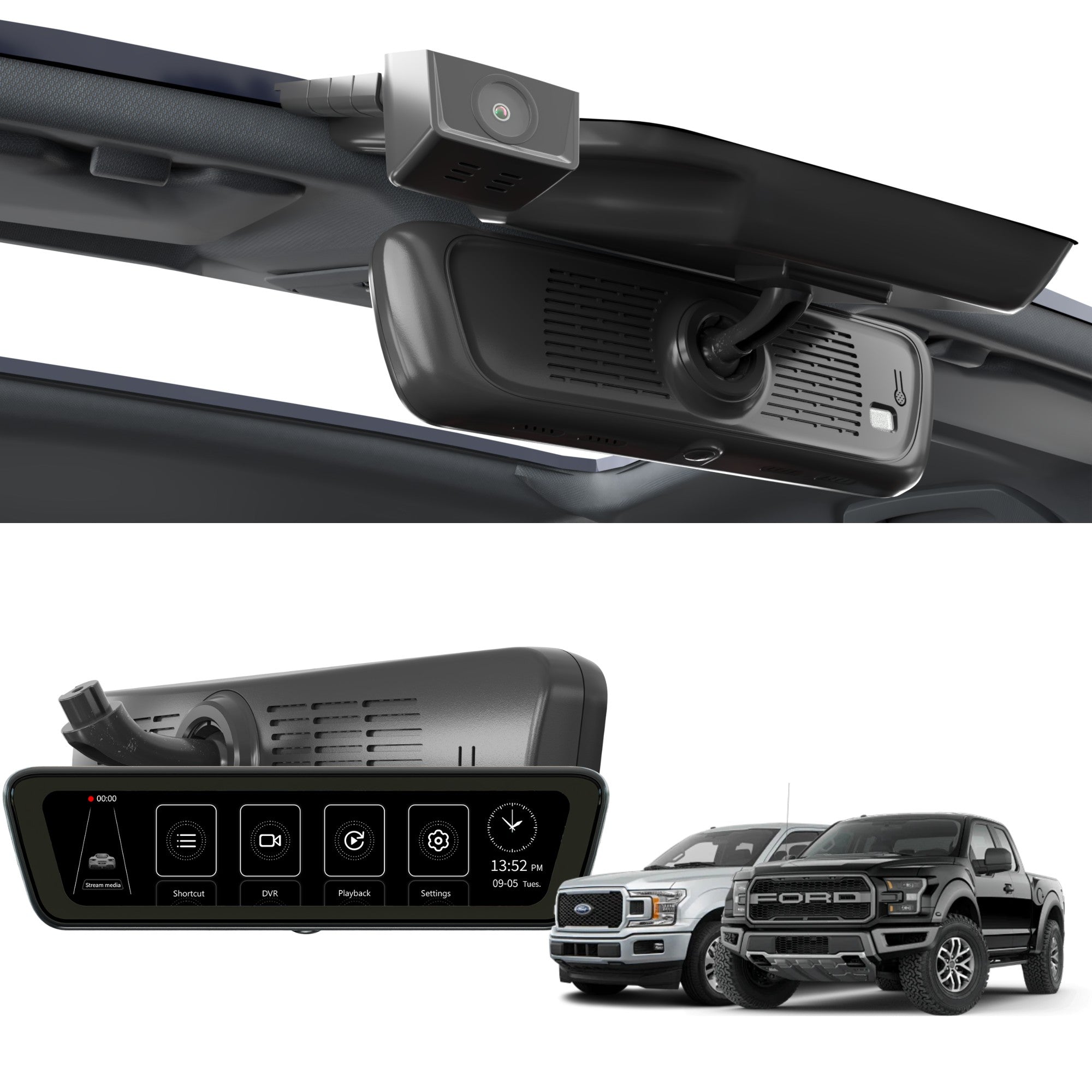 Sinjet H8 8.2'' HD Rear View auto Mirror Fit F-150