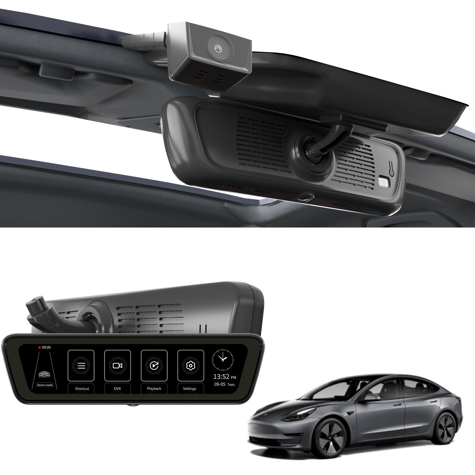 Sinjet H8 8.2'' HD Rear View auto Mirror Fit Model 3