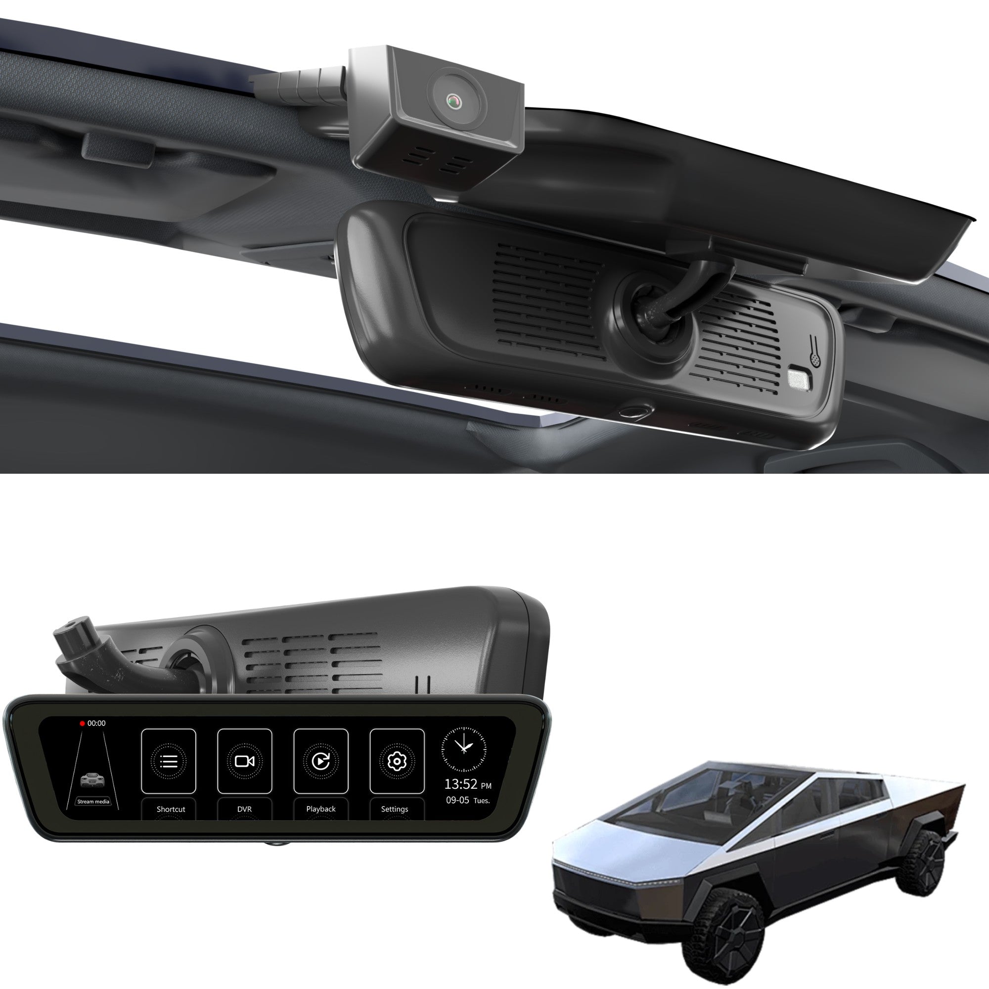 Sinjet H8 8.2'' HD Rear View auto Mirror Fit Cybertruck