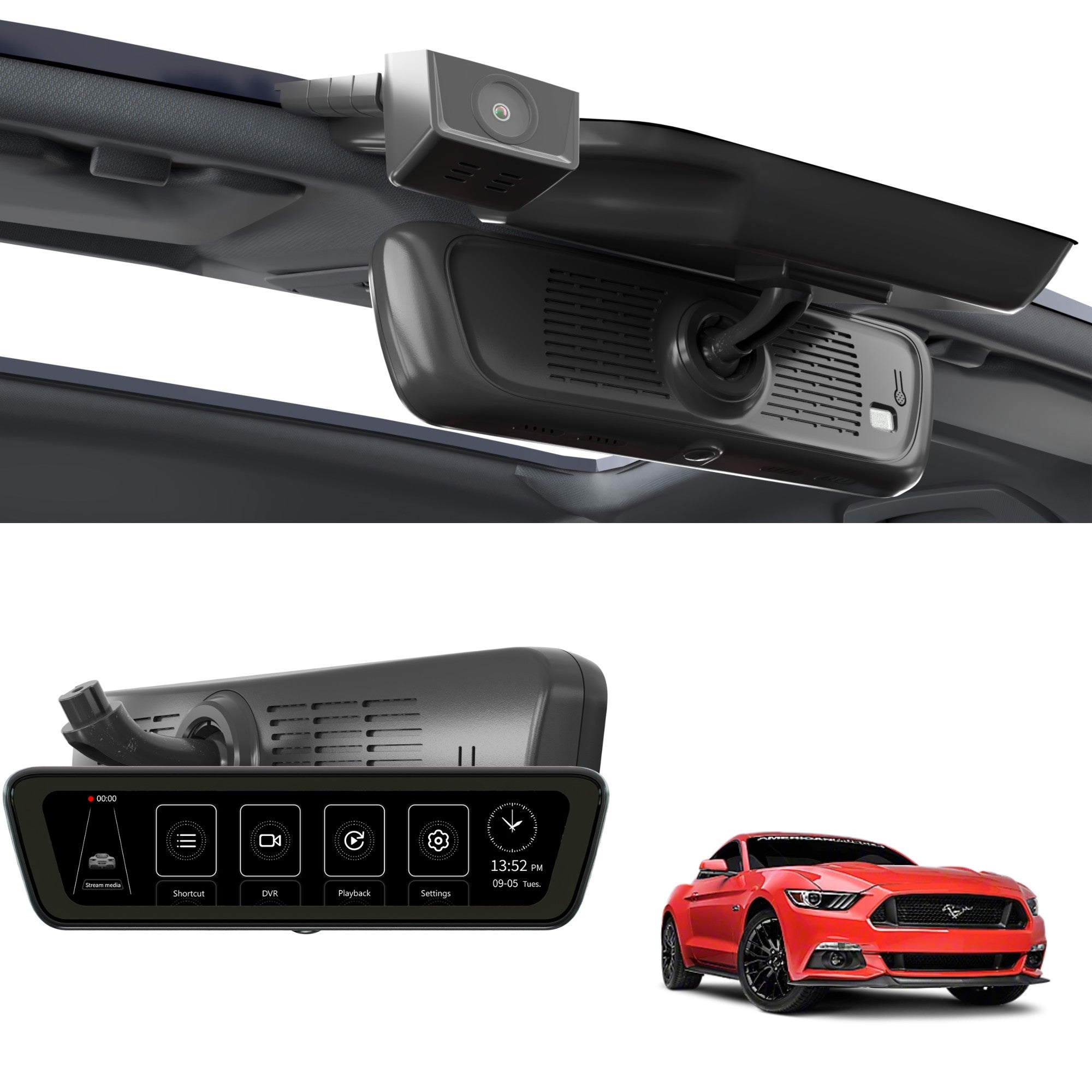 Sinjet H8 8.2'' HD Rear View auto Mirror Fit Mustang