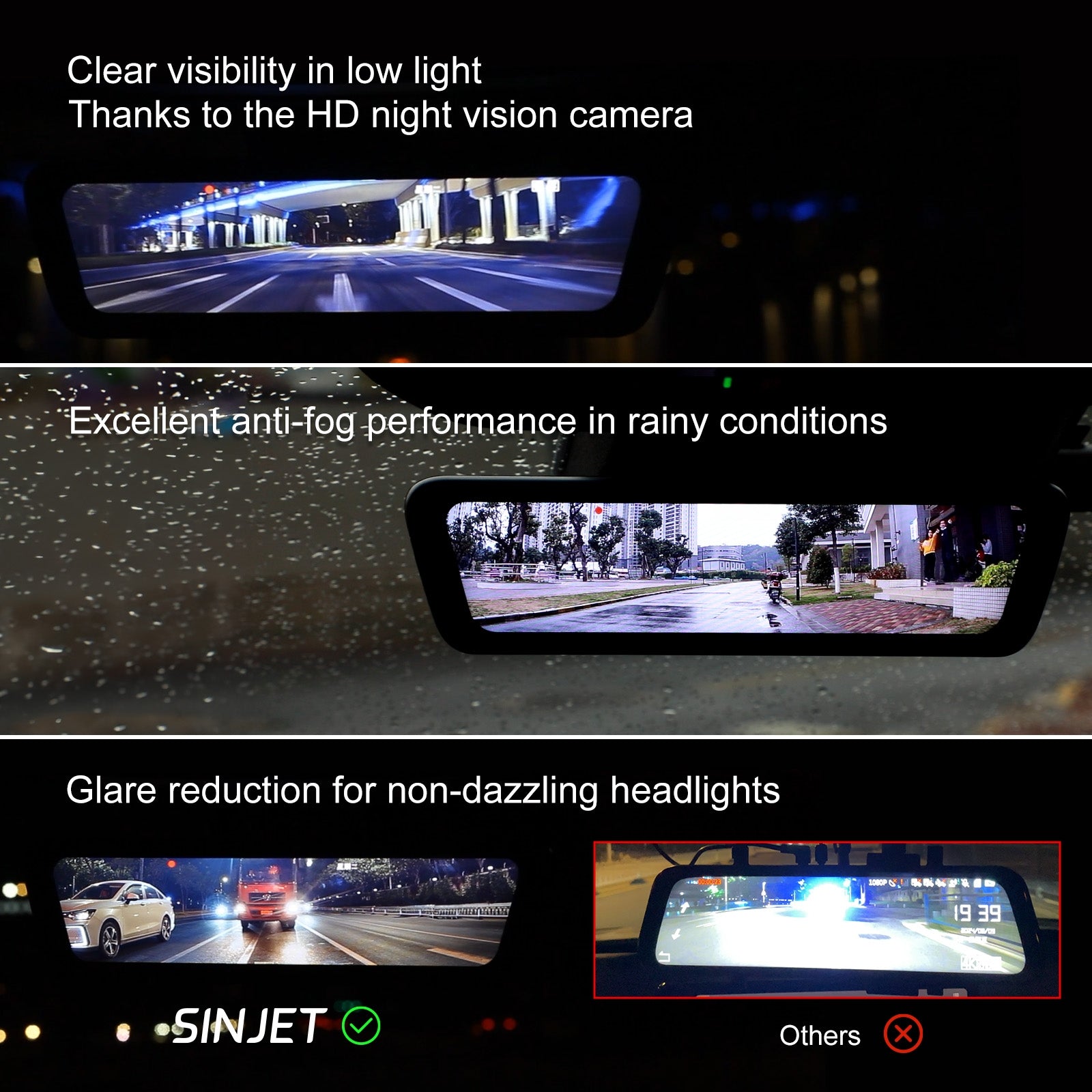 Sinjet H8 8.2'' HD Rear View auto Mirror Fit RAV4