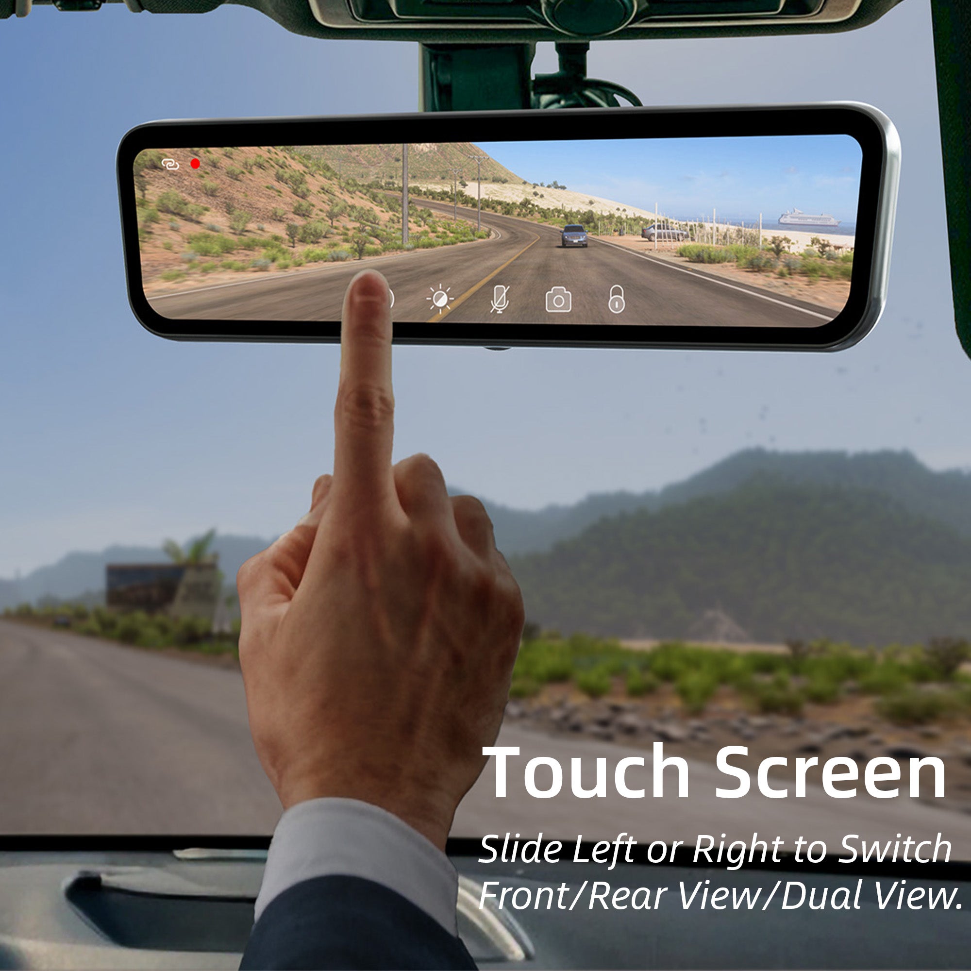 Sinjet H10 9.2'' 60FPS 2 channel mirror dash cam